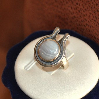 СРЕБЪРЕН ПРЪСТЕН С АХАТ „МАРОКО“